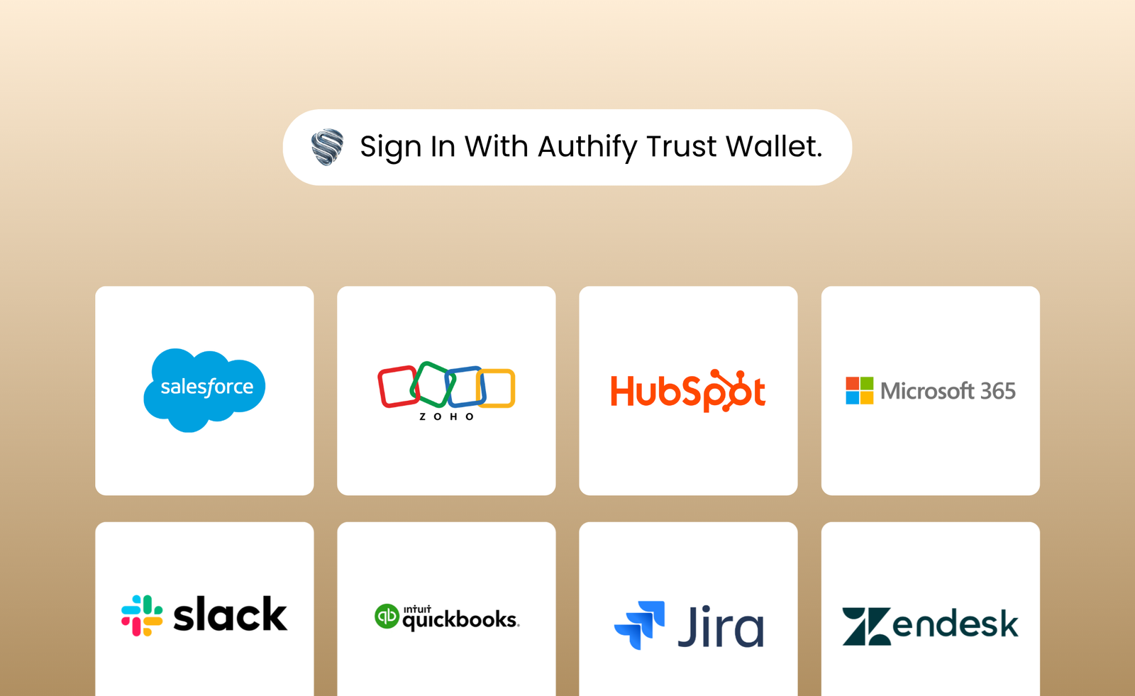Signing in with Authify Trust Wallet across connected business apps