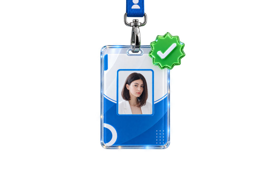 Verified identity badge on ID card